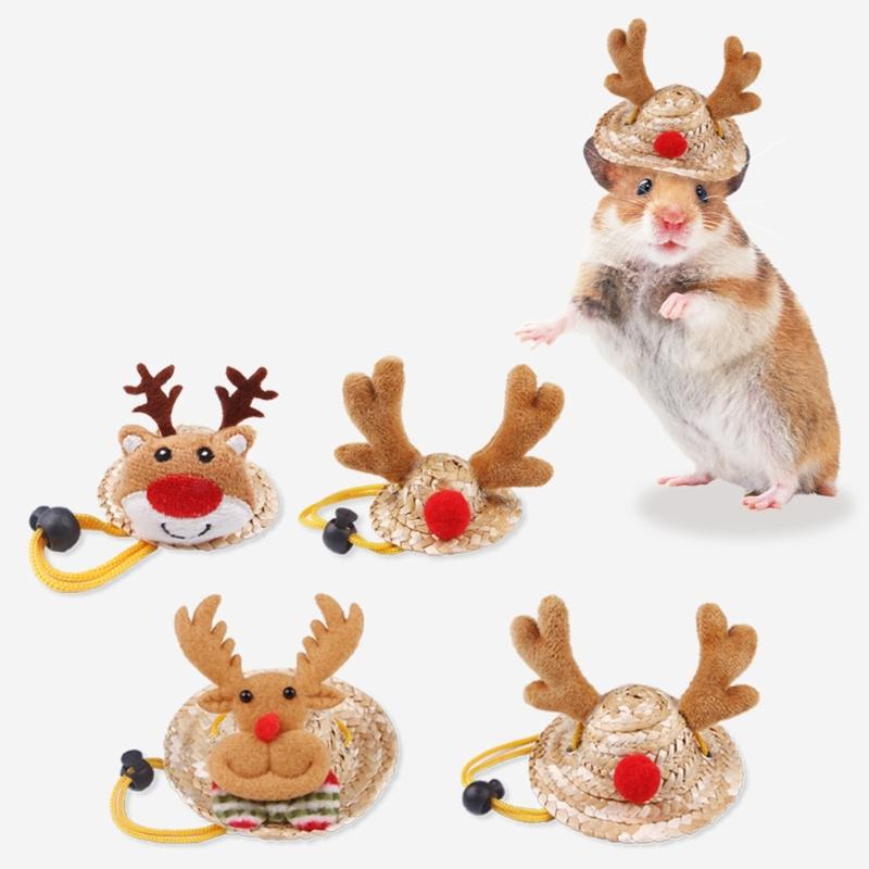 Stroh Elch Kopfschmuck Hut für Weihnachten Neujahrsgeschenk Cosplay Zubehör Kostüm Elch Hut Requisiten Kopfschmuck