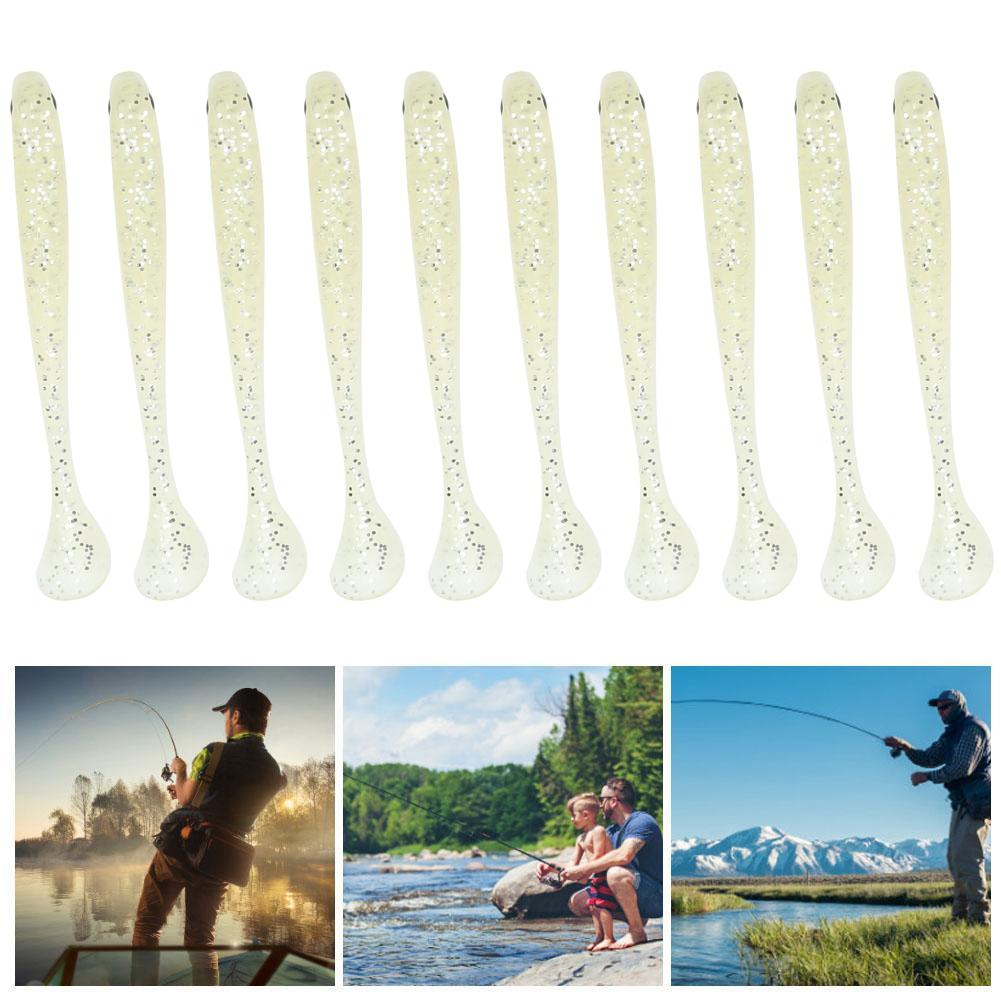 AR41 10PCS 75mm T Tail Soft Worm Artificial Bait Lures Fishing Tackle AccessoriesSilver