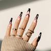 Black and White Star and Moon Long Ballet Wear Nail Art Finished Fake Nail Removable Nail Piece Press On Nail