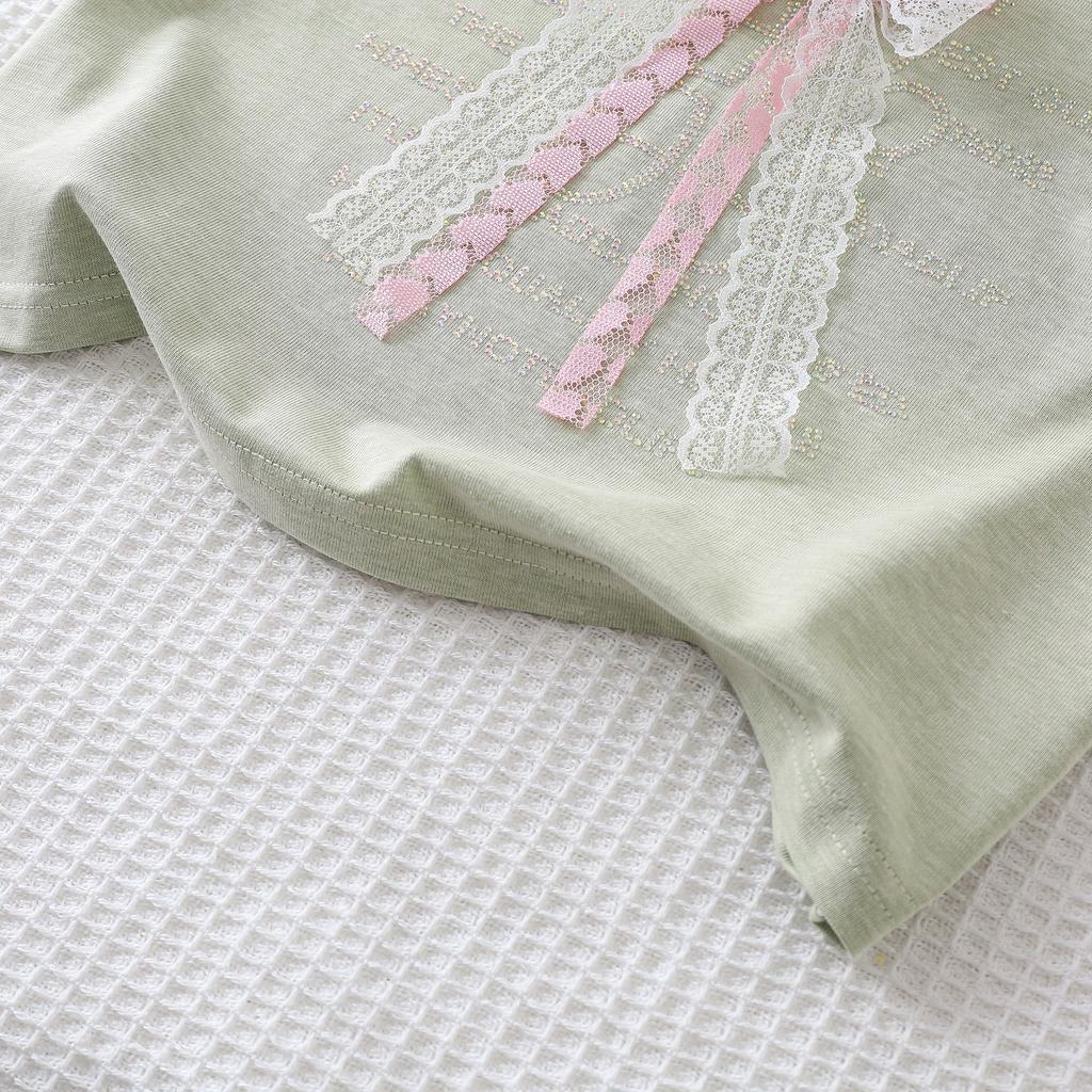 Girls' T-shirt Korean Summer Clothes Girls' Design Sense Short Sleeved Bow Top
