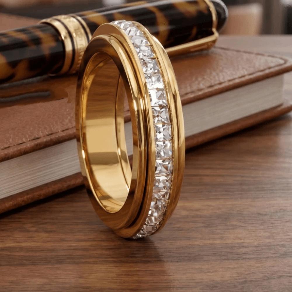 Eleganter Vollbohr-Ring Minimalistischer Fingerring Mode Drehbarer Ring Party