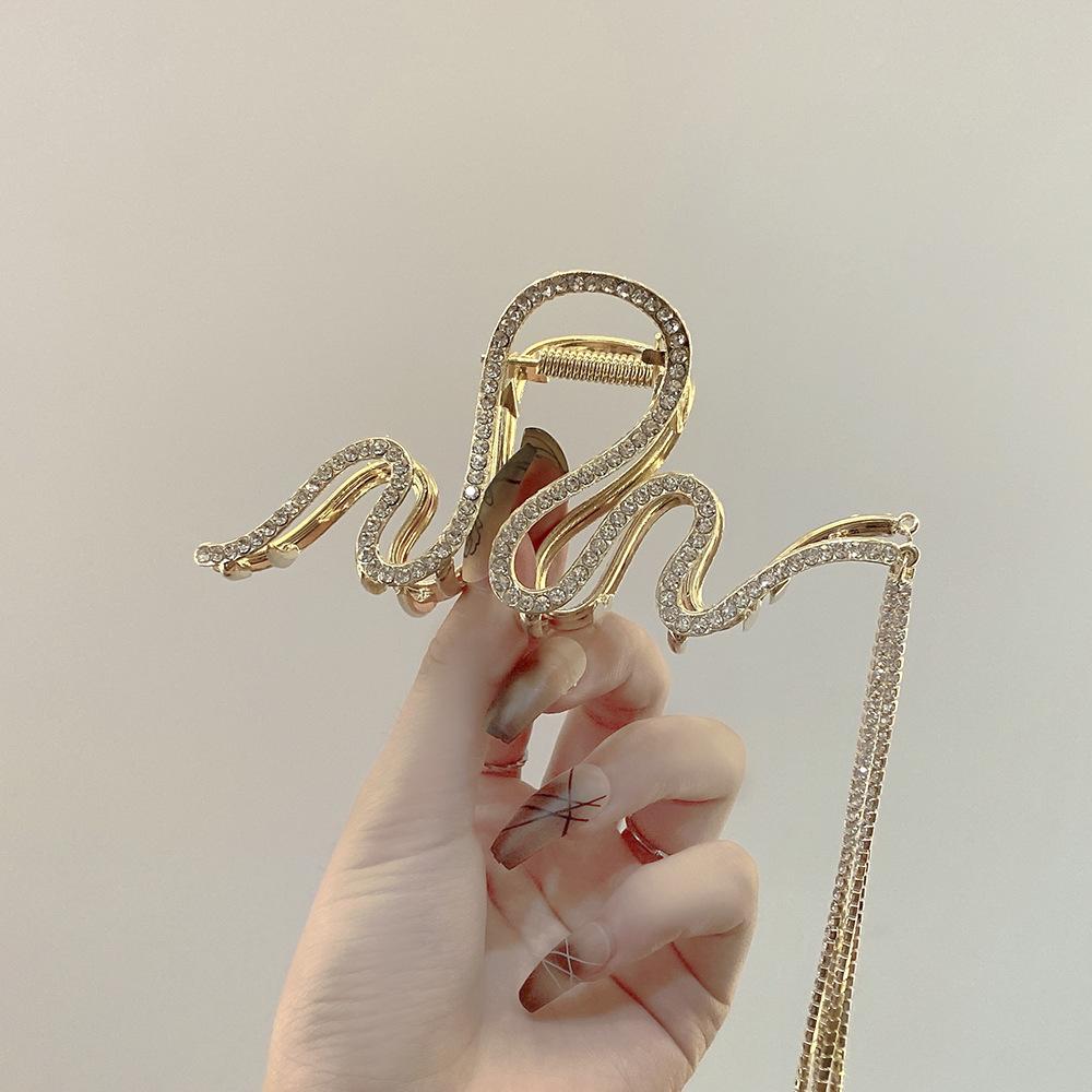 Fashion Rhinestone Crystal Tassel Hair Claw Clips For Women Girls Geometric Metal Hair Crab Hairpins Headwear Hair Accessories