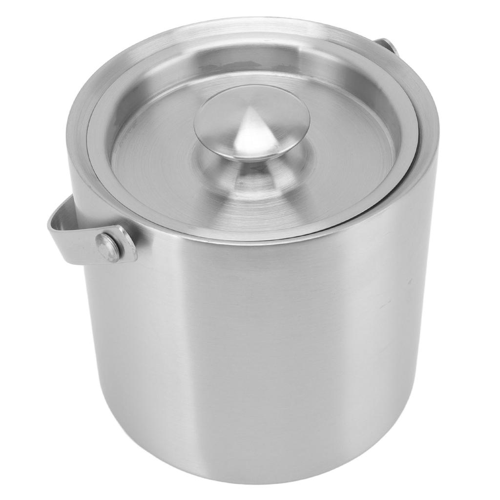 Edelstahl Eisbehälter Doppelschichtig Wein Champagner Bierfass mit Griff für Bar Party 2L 15.5x15.7cm 6.1x6.2in