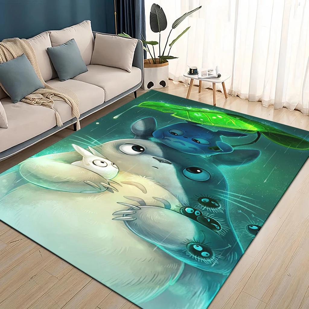 3D T-Totoros Cartoon Area Rug,Carpet Rug for Living Room Children's Bedroom Sofa Doormat Decor,kids Play Non-slip Floor Mat