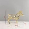 Creative Metal Crafts Artificial Animal Sculpture Golden Openwork Lion Horse Elephant Art And Crafts Ornaments Home Decoration
