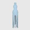 2026 European & American Style Women's Knit Backless Lace-up Tassel Maxi Halter Dress