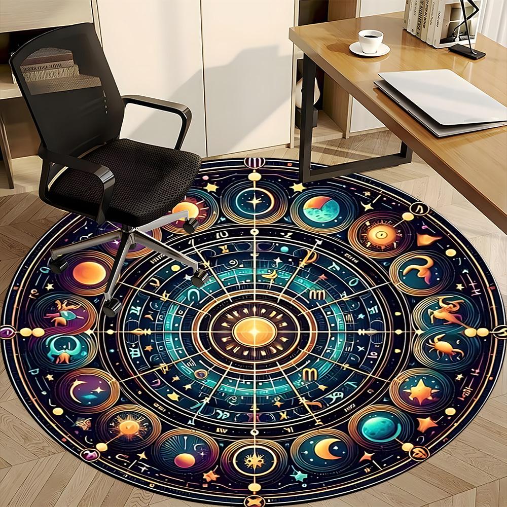 1pc Astrology Wheel Chair Carpet for Office, Soft Comfortable Mat For Office, Living Room, Bedroom, Machine Washable Carpet yy251112038
