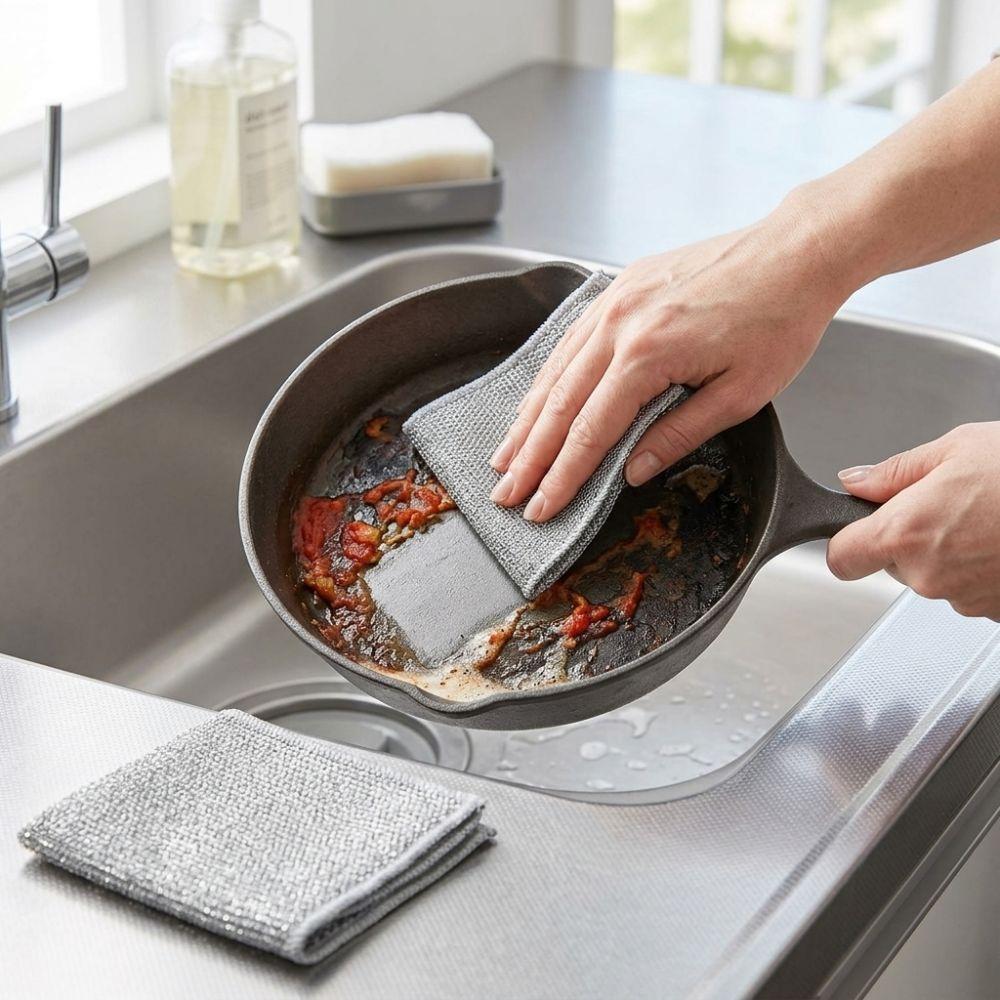 10pcs Wet And Dry Use Double Sided Wire Rags Nonstick Scrubbing Pads Convenient Dishcloths Home