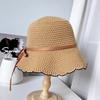 New spring and summer retro fashion bucket hat knitted basin hat casual sunshade sunscreen woven hat versatile