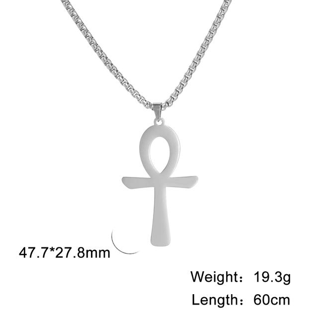 Collier Punk en acier inoxydable avec pendentif en croix égyptienne pour homme et femme, bijou tendance, ras du cou, cadeau