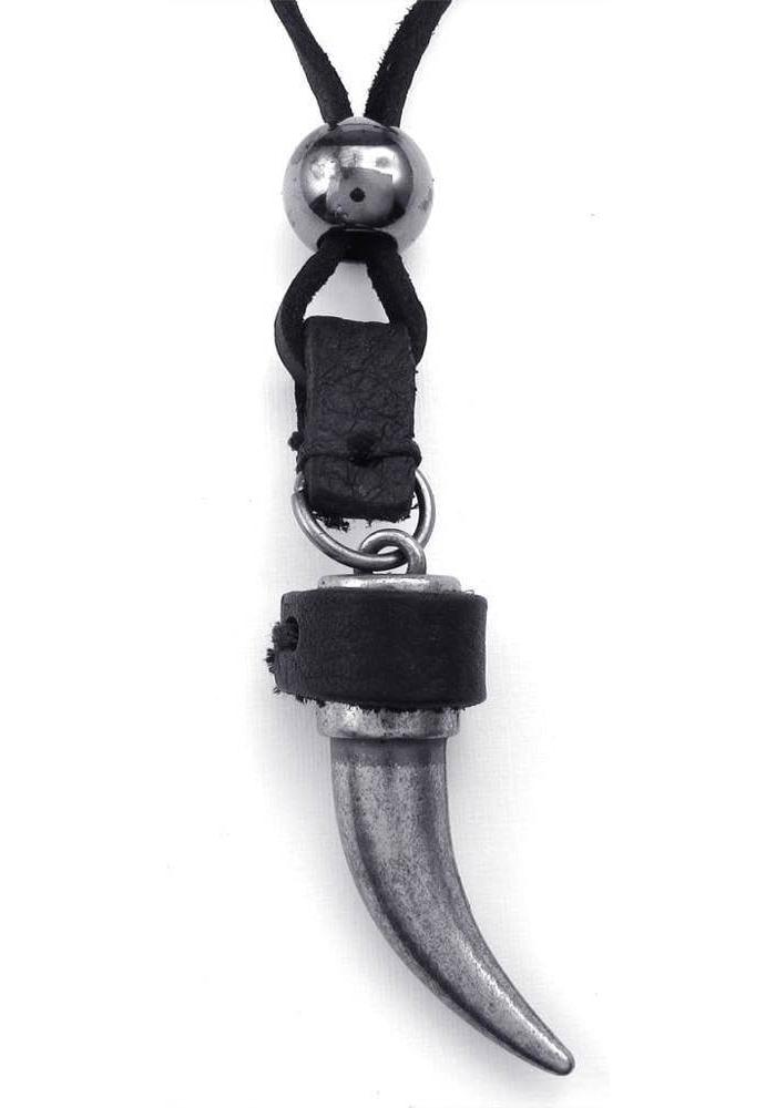 jonline24h Mens Adjustable Tribal Wolf Tooth Pendant Leather Necklace Chain Brown Black Silver