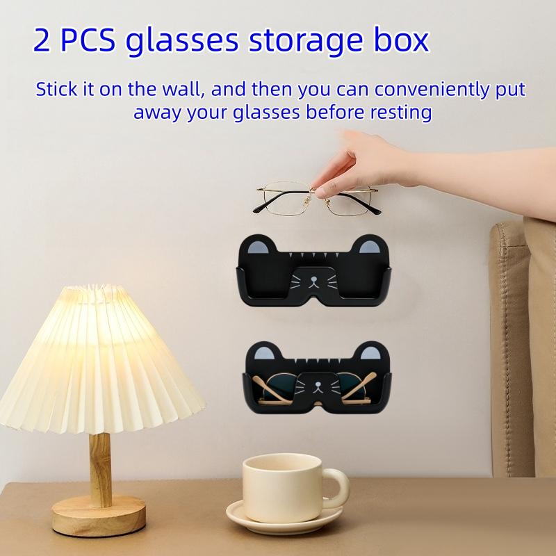 2 pcs Wall mounted eyeglass case, Household portable glasses storage box, Wall-mounted glasses rack, glasses box in car 2 pcs