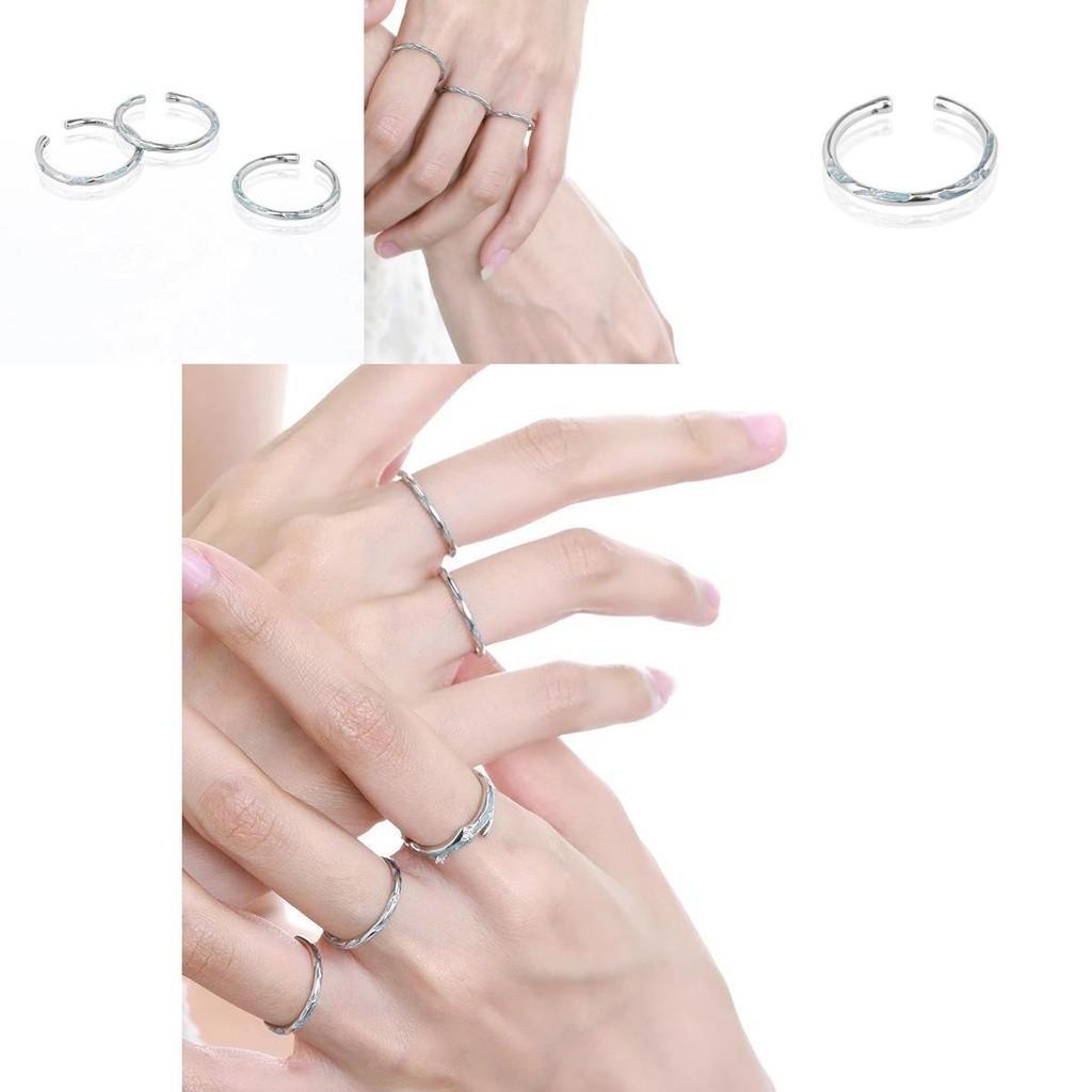 Elegant Open Adjustable Blue Copper Ring For Women Trendy Geometric Fashion Design