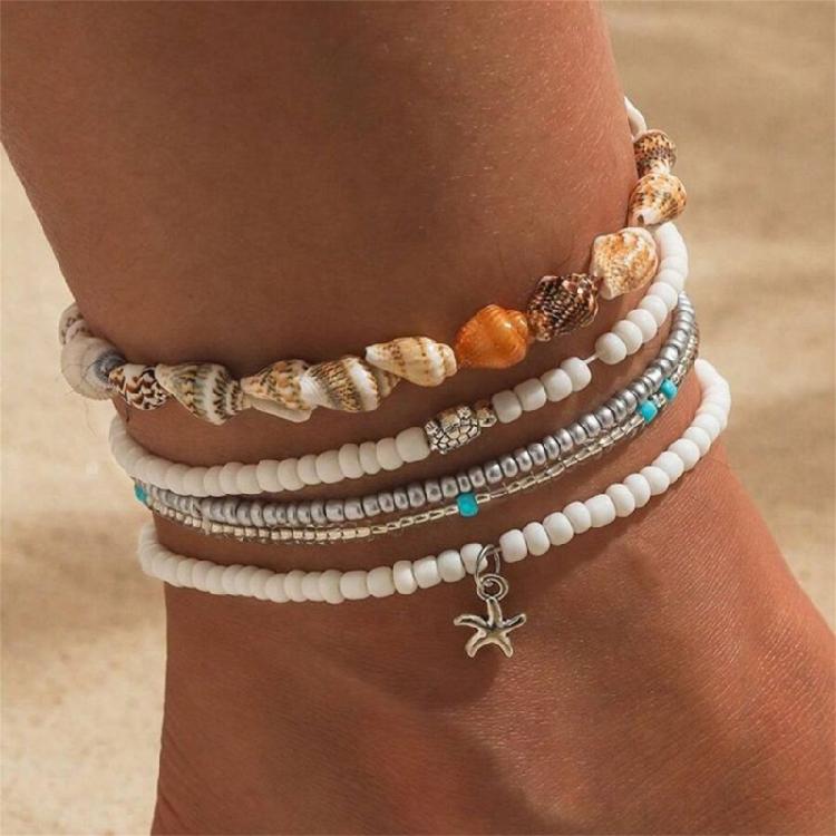 Meeres-Themen Harz Fußkettchen 6 Tropische Urlaubsdesigns Robuster Kunststoff Schmuck für Damen Mädchen