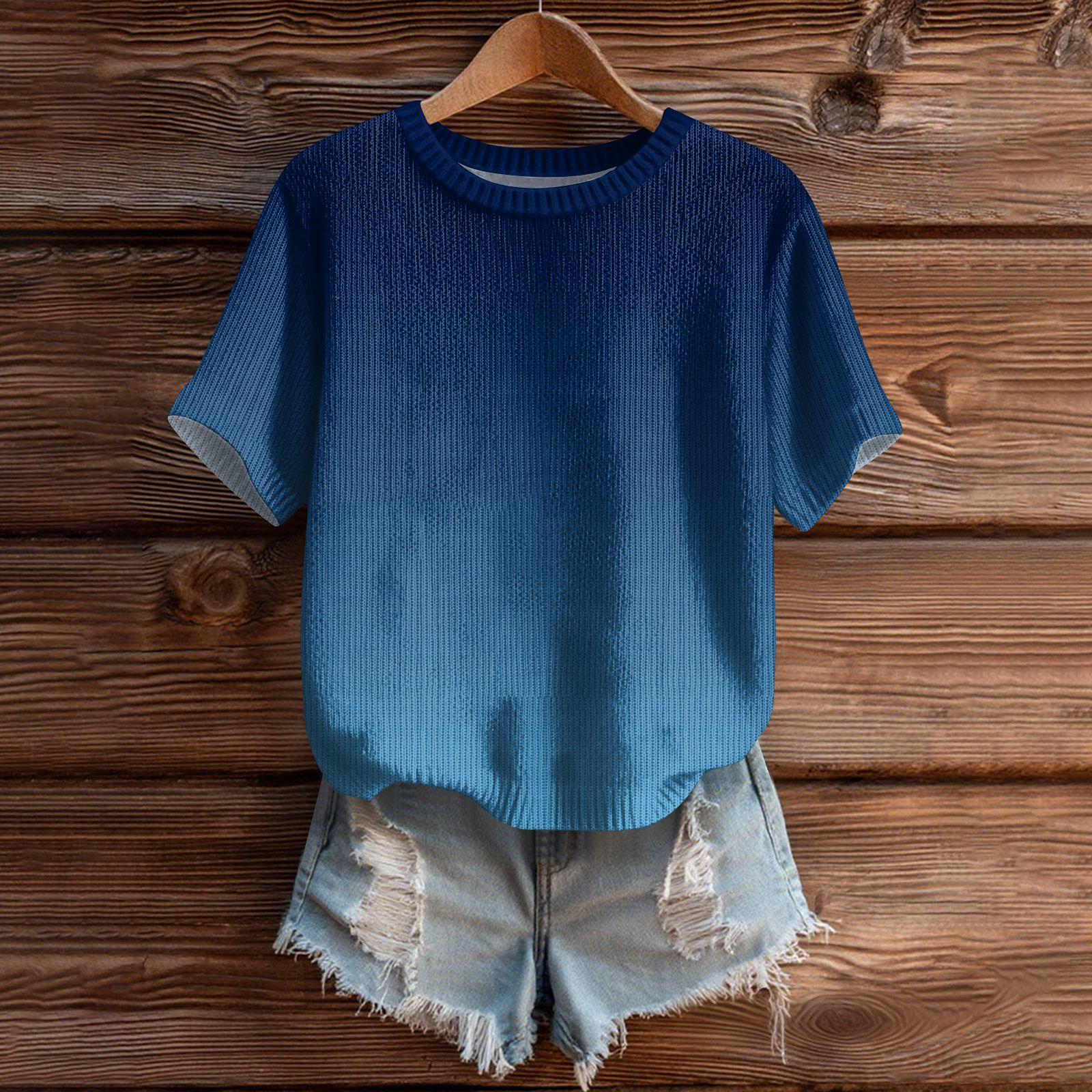 

Женский милый свитер вязаный модный повседневный с круглым вырезом и короткими рукавами уютный топ с принтом L