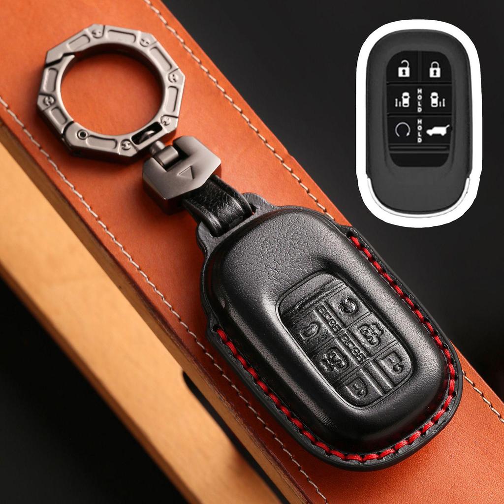 2024 Honda Odyssey & Elysion Key Cover: Genuine Leather Remote Control Case with Buckle.