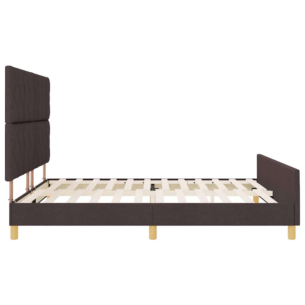 Bed Frame with Headboard Dark Brown 180 X 200 Cm Fabric