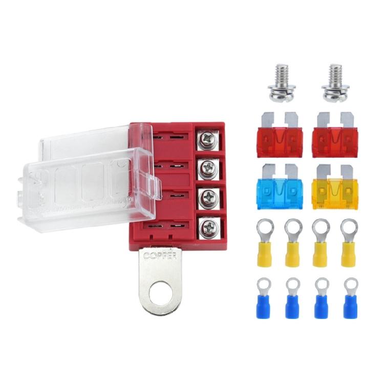 32V Sicherungsblock-Set mit staubdichter Abdeckung 4 Stromkreise Hochleitfähige Designs Block für Automobil LKW & Boote