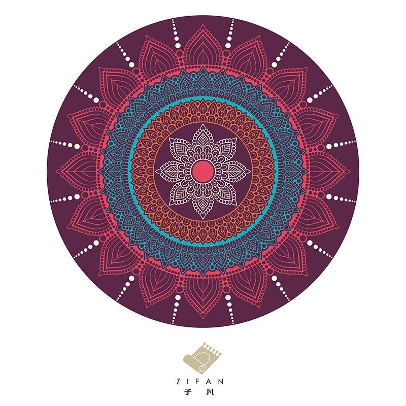 

Retro Ethnic Style Round Floor Mat Living Room Sofa Coffee Table Bedroom Balcony Carpet Dirt Resistant Home Decor Floor Rug 60cm
