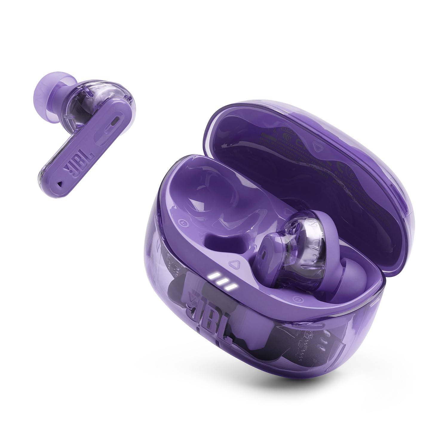 

JBL TUNE BEAM 2 Бездротові навушники Гібридне шумозаглушення Стійкі до води та пилу Багатоточкове підключення Швидка зарядка Одиночний навушник Сумісність з додатком Примарний фіолетовий