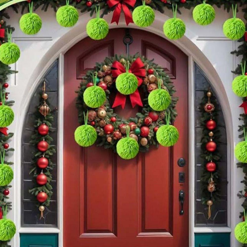 12 ks Plyšová vánoční ozdoba na stromek Koule 6cm Vánoční závěsné dekorace Krb