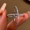 Huitan Simple Cross Design Ring for Women Stylish Daily Party CopperColor Accessories with Shiny CZ Low-Key Lady Finger Jewelry