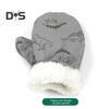 1 Pair Children Winter Mittens Thick Plush-lined Windproof Cartoon Dinosaur Cold Weather Outdoor Gloves Adjustable Fasten Strap Anti-Slip Ski Gloves