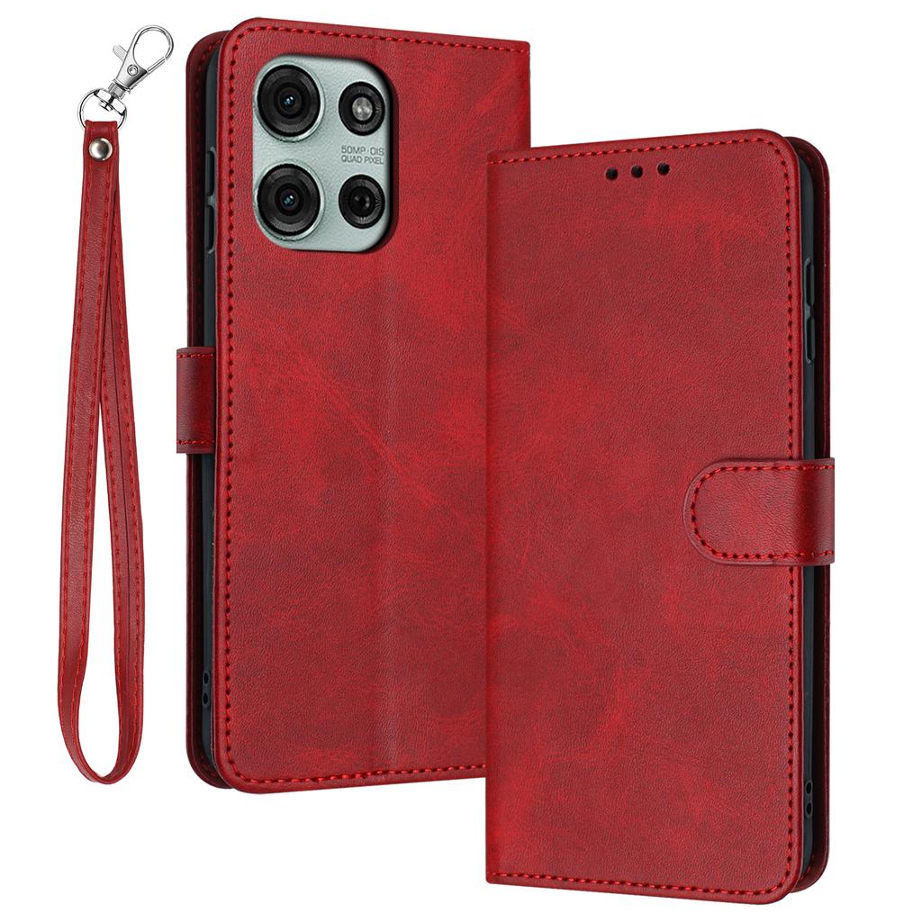 For Motorola Moto G75 5G Case Flip Stand PU Leather Wallet Phone Cover Calf Texture
