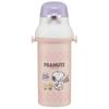 Skater Children's Water Bottle, 480ml, Antibacterial Plastic, Child-Friendly, Lightweight, Snoopy 80s Cafe Design, Made In Japan (PSB5SANAG-A)