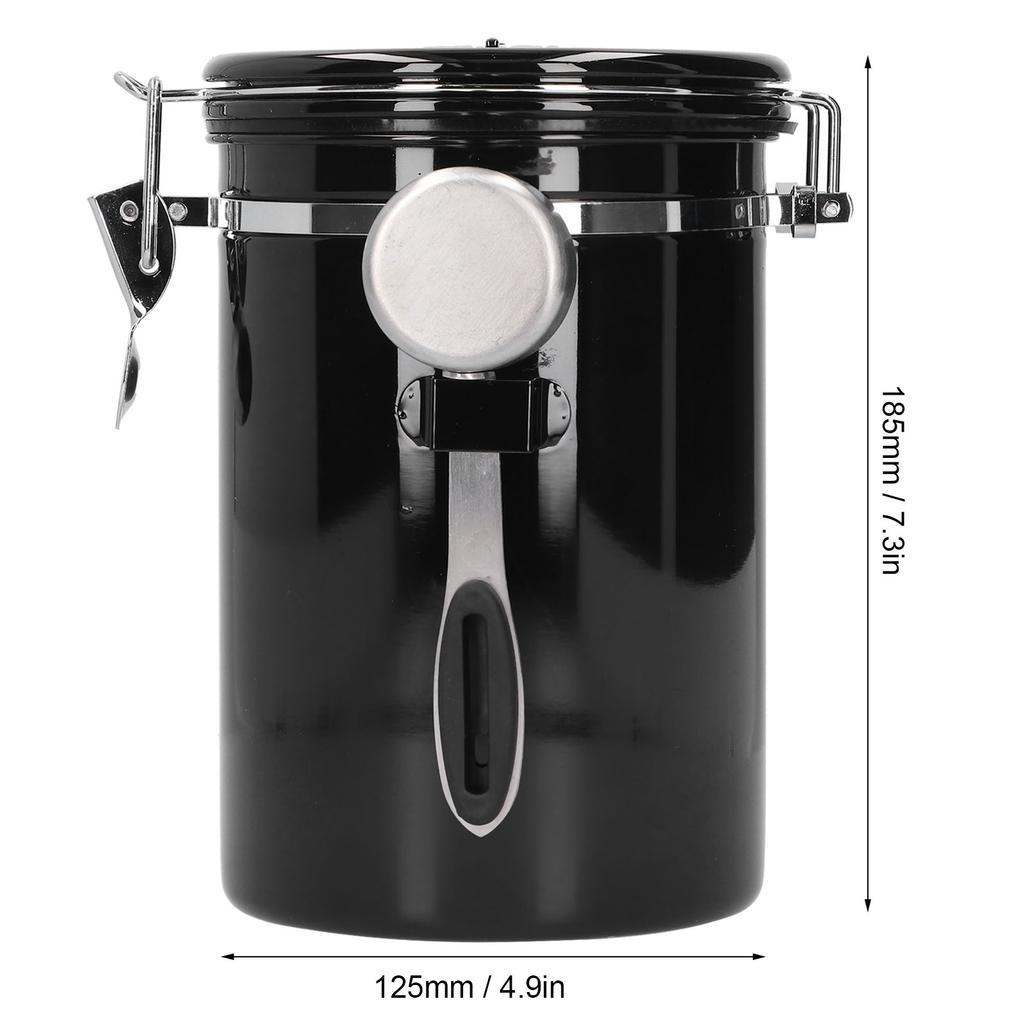Coffee Bean Container with Exhaust Valve Tea Leaf Storage Canister for Kitchen Use(Silver Spoon 1.8L (Filled 750g Coffee Bean))