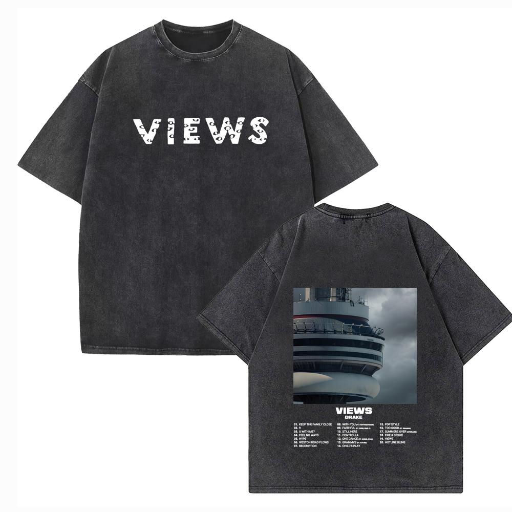 Drake Views Shirts Vintage Harajuku Summer Fans Gift O-Neck Short Sleeve Unisex Regular Casual Cotton T-Shirts Printing
