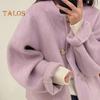 Fall Winter Women Jacket Crew Neck Single-breasted with Side Pockets Loose Short Type Woolen Jacket Shopping Commuting Daily Coat