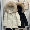 Denmark winter extreme cold down jacket women's thickened large fur collar pink tooling pie to overcome the new winter coat