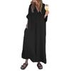 Women's Loose Maxi Dress V-Neck Short Sleeve Long Dress Summer Casual A-Line Beach Sundress