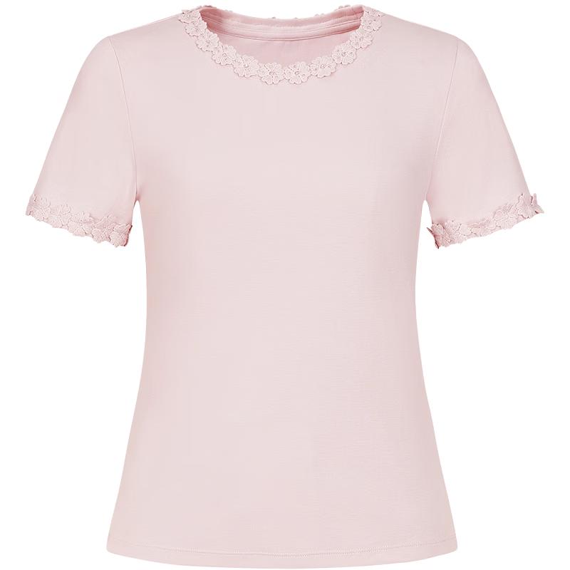 Jiuzi Annacau Elegant Flower Beaded Round Neck T-Shirt XL