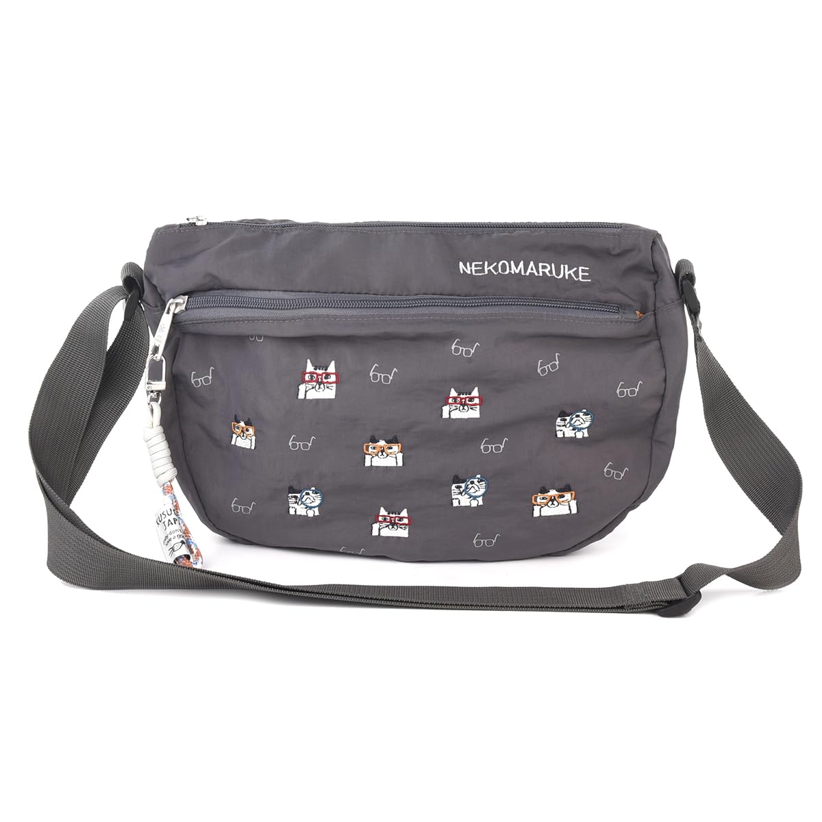 [Kusuguru Japan] Водоотталкивающая вышитая сумка-сумка на плечо Washer, Nekomaruke DGY