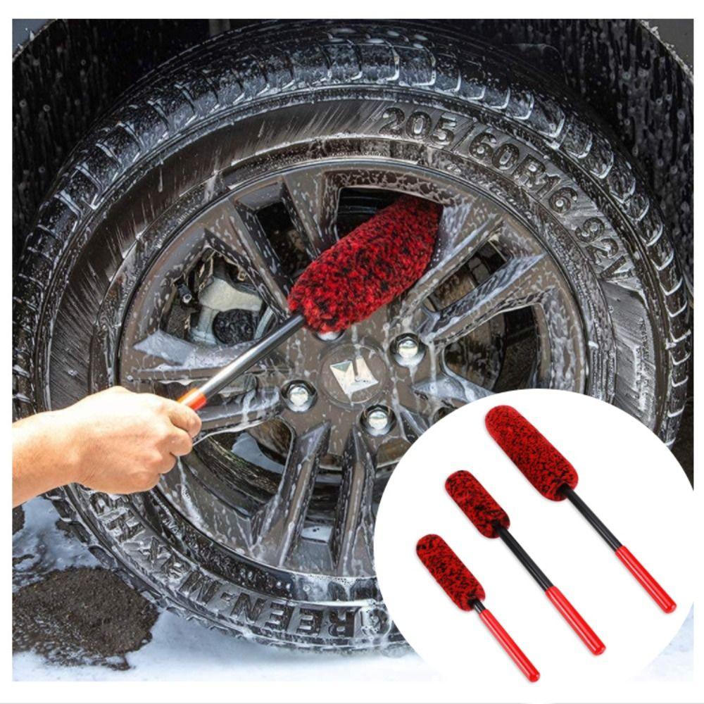 Bendable Design Auto Wheel Woolies Brushes Long Handle Car Rim Tire Wash Brushes  Tire Washing