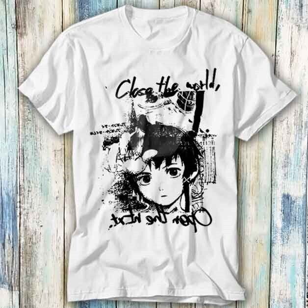 

Serial Experiments Lain Close World Open T shirt Tops Tee Meme Gift Top Tee Unisex XL