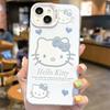 Applicable To iPhone14/15ProMax Mobile Phone Case, Colored Silver Apple 14 Girl Powder HelloKitty Hello Kitty