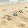 Fashion Vintage Style Colored Crystal Butterfly Pendant Necklace for Women Summer Daily Accessories Lovely Neck Zircon Gifts