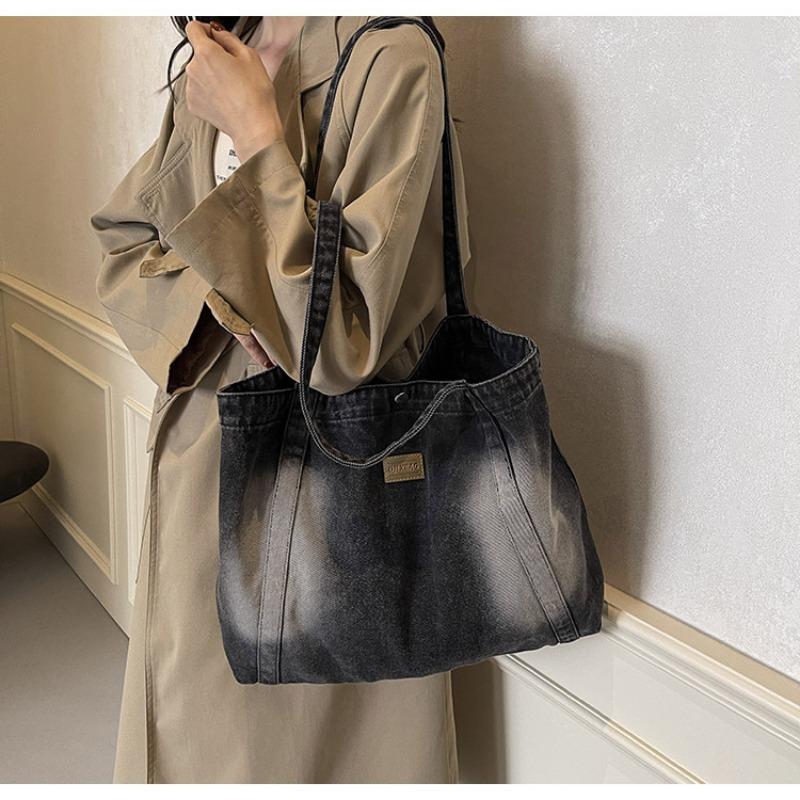 Retro Canvas Freizeit-Einkaufstasche mit großem Fassungsvermögen, einfache und leichte Pendler-Tragetasche