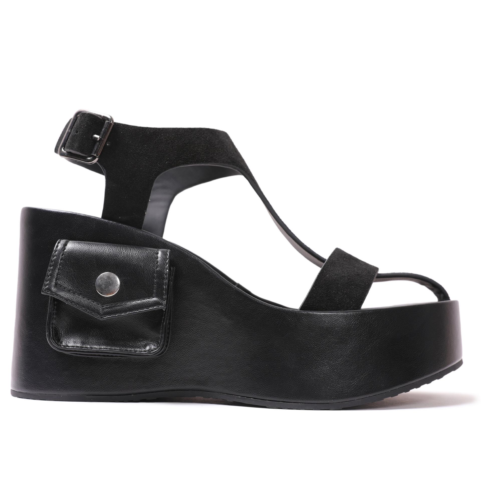 

Модные женские сандалии на платформе, черные танкетки, высокий каблук, открытый носок, панк, готические сандалии, летние, удобная толстая подошва, повседневная женская обувь 35 чёрный