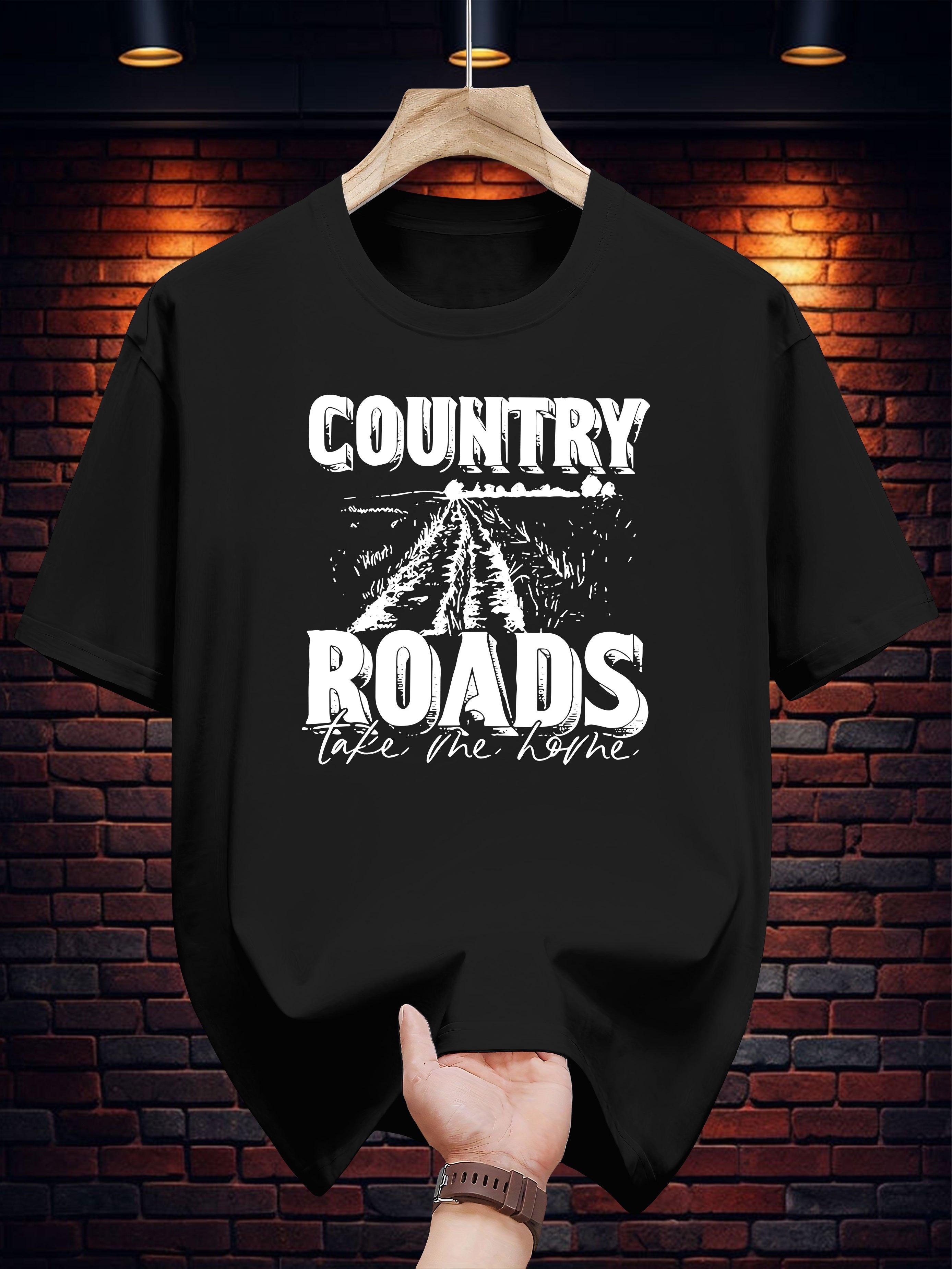 

Country Roads Graphic T-shirt - Casual Summer Tee with Vibrant Sunset & Mountain Print XL