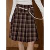 Coolhut2025 Autum Women's Pleated A-Line Skirt, Fashionable American Retro Loose and Versatile Plaid Skirt