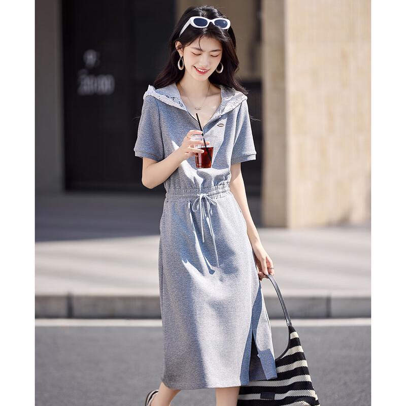 Women's Summer Lace Patchwork Hooded Sweatshirt Dress