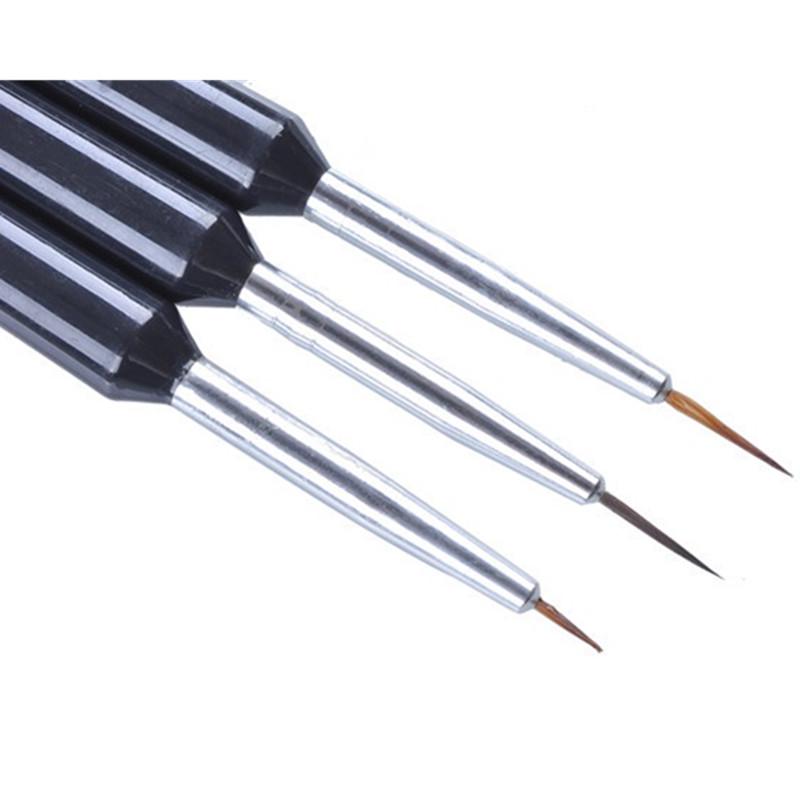 3 buc. Mâner negru Stilo pentru unghii pentru mâini ascuțite Instrumente pentru manichiură Perii delicate Gel UV pentru unghii