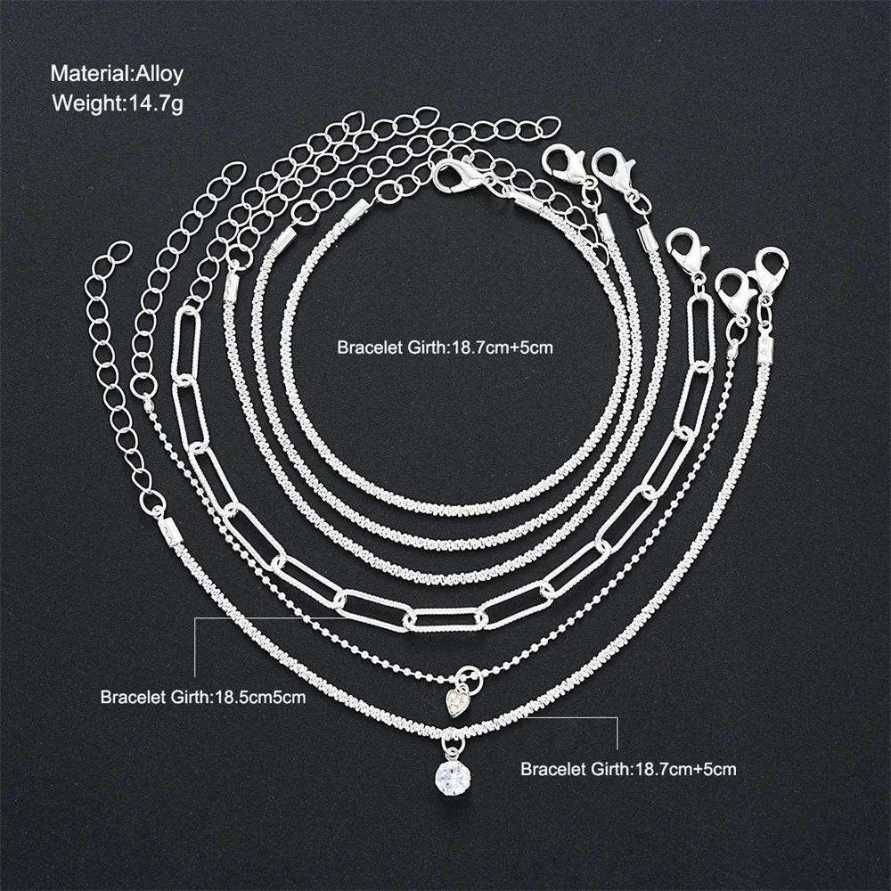 6 Pièces Bracelets Strass Argent 925 pour Femmes Filles Luxe Coréen Scintillant Ciel Étoilé Charms Bracelets Bijoux de Fête
