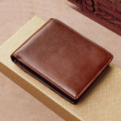 Echte Leder Geldbörse Herren RFID-Blockierend Rindsleder Bifold Kurz Multi-Kartenhalter Vintage Solide