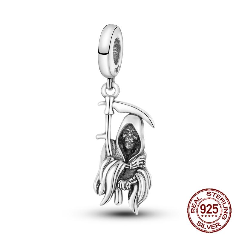 Inlaid Zircon Charm Beads Copper Color Love Heart Snake Dangle Fit Original Bracelet Charms Pendant Jewelry