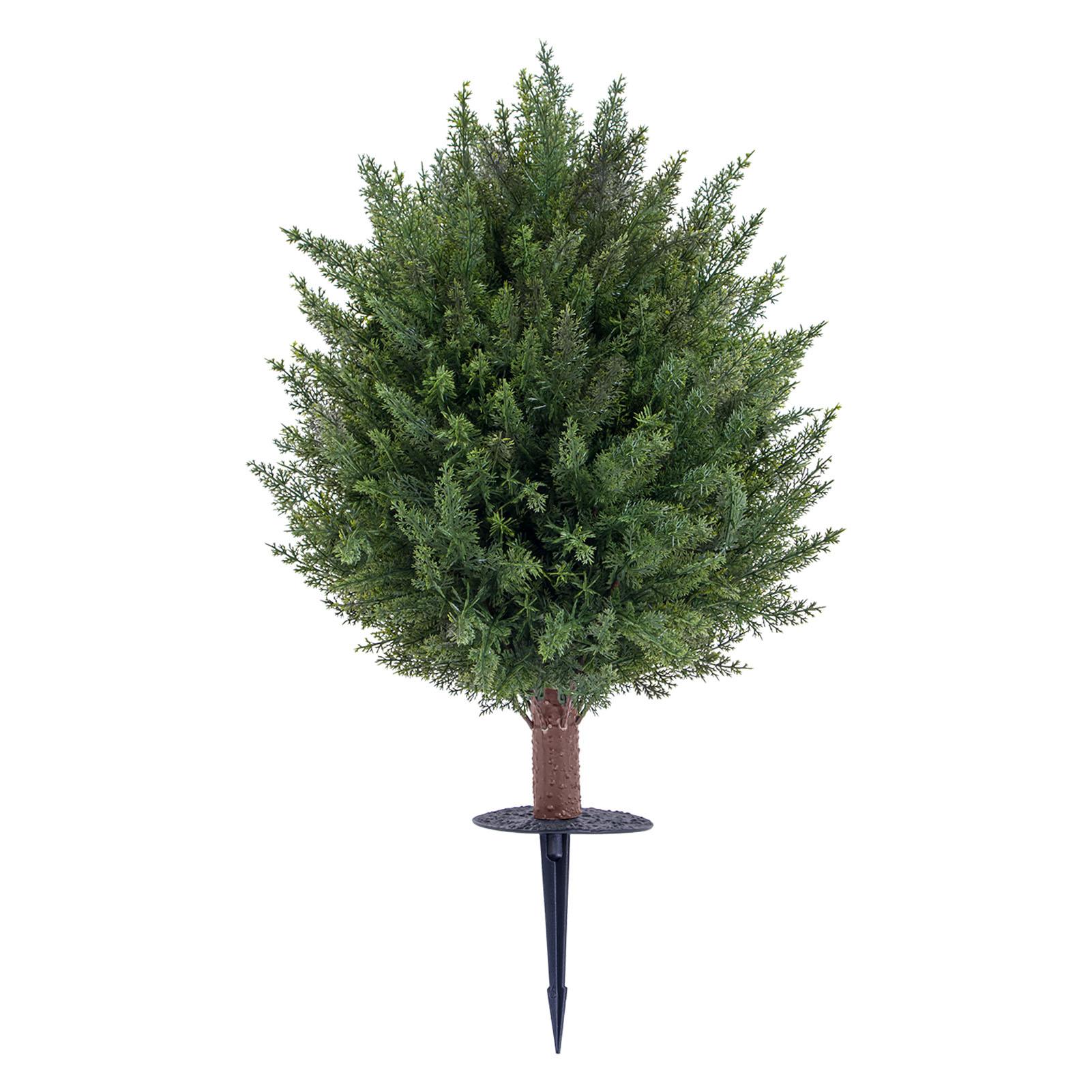 

2 Pack Artificial Cypress Topiary with Ground Spike Outdoor Faux Cypress Bush Plant 23.6 Inch for Porches Gardens Patio